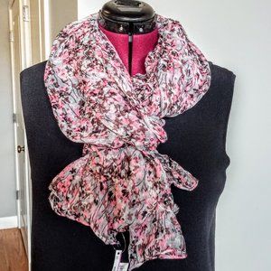 Floral Pink and Black Women's Scarf